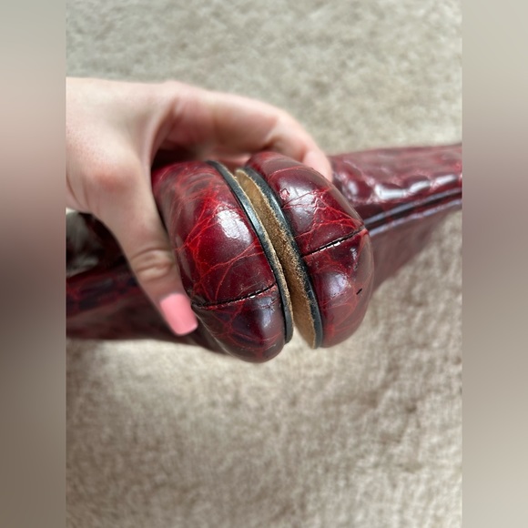 Kate Spade Katrina Burgundy Crocodile Alligator Boots - Picture 9 of 14